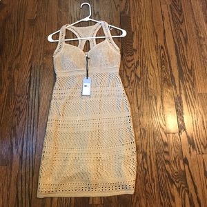 GUESS  Lined Gold sultry crochet dress